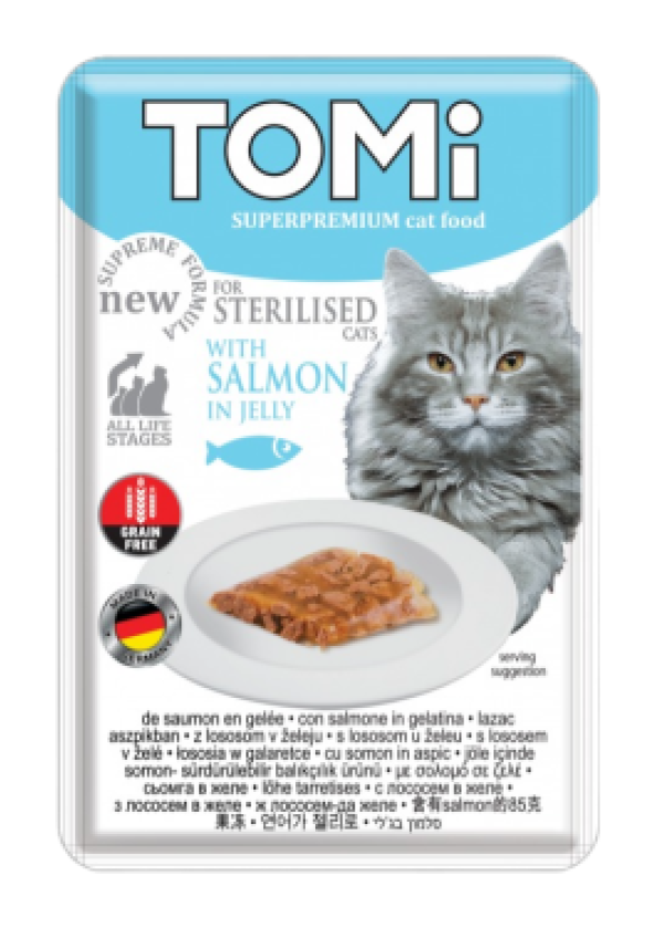 TOMİ FOR STERILISED CATS WİTH SALMON IN JELLY