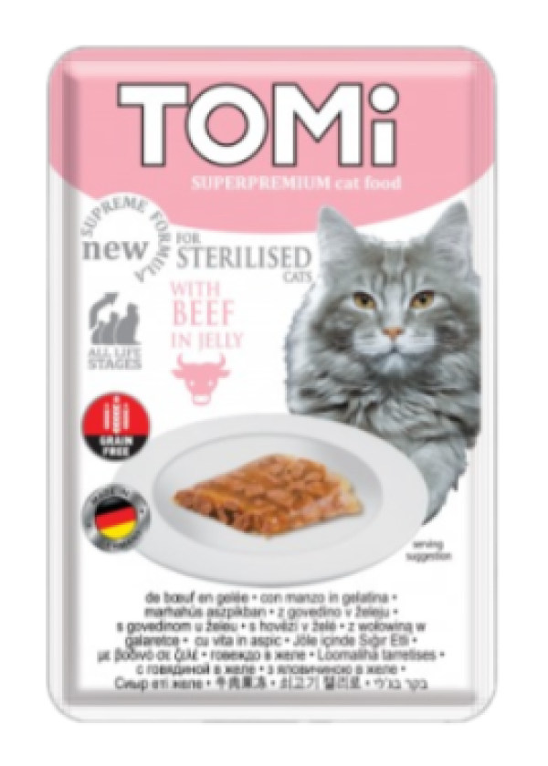 TOMİ FOR STERILISED CATS WİTH BEEF IN JELLY